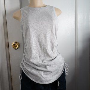 Slub Ruched Side Tie Easy Tank TOP Size: XS graY